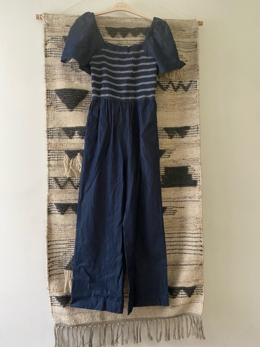 Draper James Navy Blue Puff Sleeve Jumpsuit Romper